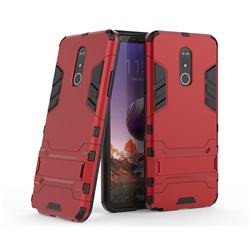 Armor Premium Tactical Grip Kickstand Shockproof Dual Layer Rugged Hard Cover for LG Stylo 5 - Wine Red