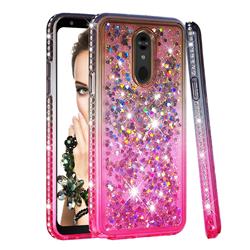 Diamond Frame Liquid Glitter Quicksand Sequins Phone Case for LG Stylo 5 - Gray Pink
