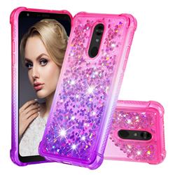 Rainbow Gradient Liquid Glitter Quicksand Sequins Phone Case for LG Stylo 5 - Pink Purple