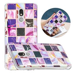 Square Puzzle Painted Marble Electroplating Protective Case for LG Stylo 5