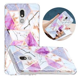 Purple and White Painted Marble Electroplating Protective Case for LG Stylo 5
