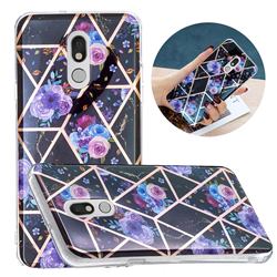 Black Flower Painted Marble Electroplating Protective Case for LG Stylo 5