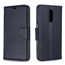 Classic Luxury Litchi Leather Phone Wallet Case for LG Stylo 5 - Black