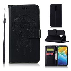 Intricate Embossing Owl Campanula Leather Wallet Case for LG Stylo 5 - Black