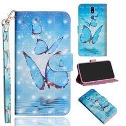 Blue Sea Butterflies 3D Painted Leather Wallet Case for LG Stylo 5