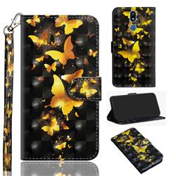 Golden Butterfly 3D Painted Leather Wallet Case for LG Stylo 5