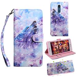 Roaring Wolf 3D Painted Leather Wallet Case for LG Stylo 5