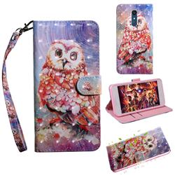 Colored Owl 3D Painted Leather Wallet Case for LG Stylo 5