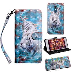 White Tiger 3D Painted Leather Wallet Case for LG Stylo 5
