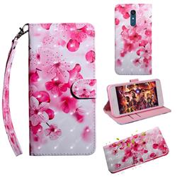 Peach Blossom 3D Painted Leather Wallet Case for LG Stylo 5