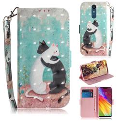 Black and White Cat 3D Painted Leather Wallet Phone Case for LG Stylo 5
