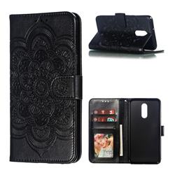 Intricate Embossing Datura Solar Leather Wallet Case for LG Stylo 5 - Black
