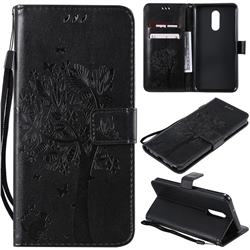 Embossing Butterfly Tree Leather Wallet Case for LG Stylo 5 - Black