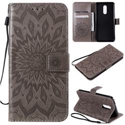 Embossing Sunflower Leather Wallet Case for LG Stylo 5 - Gray