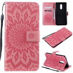 Embossing Sunflower Leather Wallet Case for LG Stylo 5 - Pink