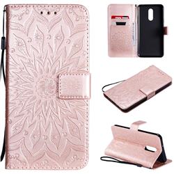 Embossing Sunflower Leather Wallet Case for LG Stylo 5 - Rose Gold