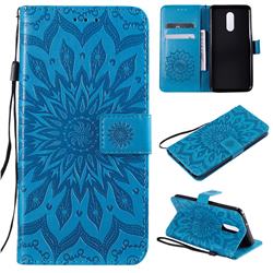Embossing Sunflower Leather Wallet Case for LG Stylo 5 - Blue