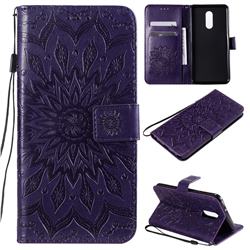 Embossing Sunflower Leather Wallet Case for LG Stylo 5 - Purple