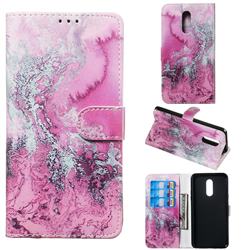 Pink Seawater PU Leather Wallet Case for LG Stylo 5