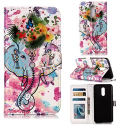 Flower Elephant 3D Relief Oil PU Leather Wallet Case for LG Stylo 5