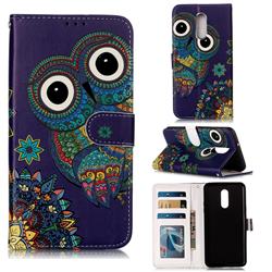 Folk Owl 3D Relief Oil PU Leather Wallet Case for LG Stylo 5
