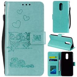 Embossing Owl Couple Flower Leather Wallet Case for LG Stylo 5 - Green