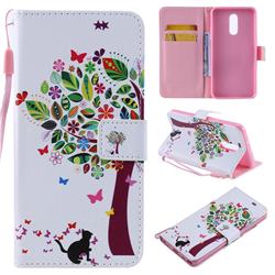 Cat and Tree PU Leather Wallet Case for LG Stylo 5