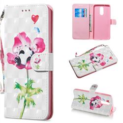 Flower Panda 3D Painted Leather Wallet Phone Case for LG Stylo 5
