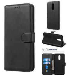 Retro Calf Matte Leather Wallet Phone Case for LG Stylo 5 - Black