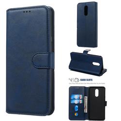 Retro Calf Matte Leather Wallet Phone Case for LG Stylo 5 - Blue
