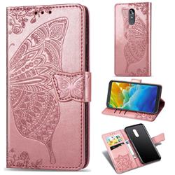 Embossing Mandala Flower Butterfly Leather Wallet Case for LG Stylo 5 - Rose Gold