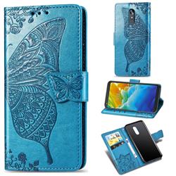 Embossing Mandala Flower Butterfly Leather Wallet Case for LG Stylo 5 - Blue