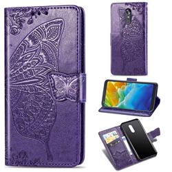 Embossing Mandala Flower Butterfly Leather Wallet Case for LG Stylo 5 - Dark Purple