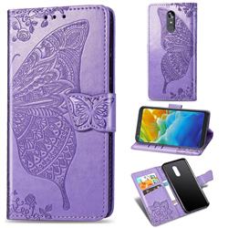 Embossing Mandala Flower Butterfly Leather Wallet Case for LG Stylo 5 - Light Purple