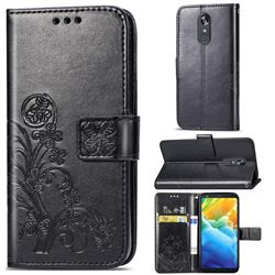 Embossing Imprint Four-Leaf Clover Leather Wallet Case for LG Stylo 5 - Black