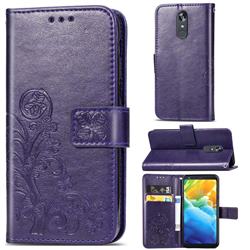 Embossing Imprint Four-Leaf Clover Leather Wallet Case for LG Stylo 5 - Purple