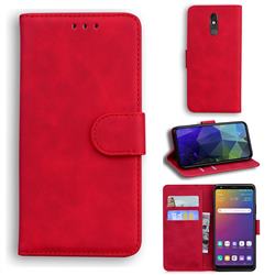 Retro Classic Skin Feel Leather Wallet Phone Case for LG Stylo 5 - Red