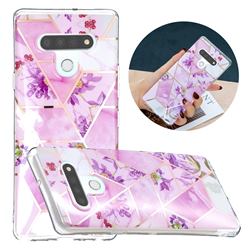 Purple Flower Painted Marble Electroplating Protective Case for LG Stylo 6