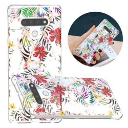 Tropical Rainforest Flower Painted Marble Electroplating Protective Case for LG Stylo 6