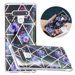 Black Flower Painted Marble Electroplating Protective Case for LG Stylo 6
