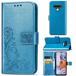Embossing Imprint Four-Leaf Clover Leather Wallet Case for LG Stylo 6 - Blue