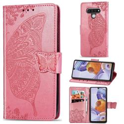 Embossing Mandala Flower Butterfly Leather Wallet Case for LG Stylo 6 - Pink