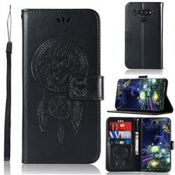 Intricate Embossing Owl Campanula Leather Wallet Case for LG Stylo 6 - Black