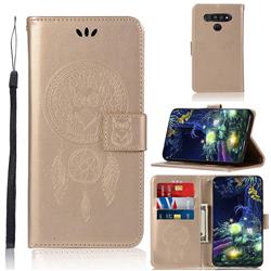 Intricate Embossing Owl Campanula Leather Wallet Case for LG Stylo 6 - Champagne