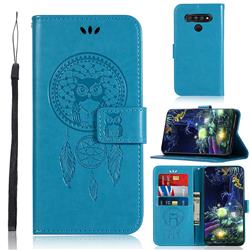 Intricate Embossing Owl Campanula Leather Wallet Case for LG Stylo 6 - Blue