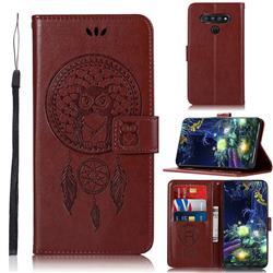 Intricate Embossing Owl Campanula Leather Wallet Case for LG Stylo 6 - Brown