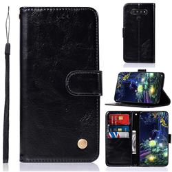 Luxury Retro Leather Wallet Case for LG Stylo 6 - Black