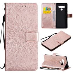 Embossing Sunflower Leather Wallet Case for LG Stylo 6 - Rose Gold