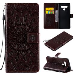 Embossing Sunflower Leather Wallet Case for LG Stylo 6 - Brown