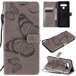 Embossing 3D Butterfly Leather Wallet Case for LG Stylo 6 - Gray